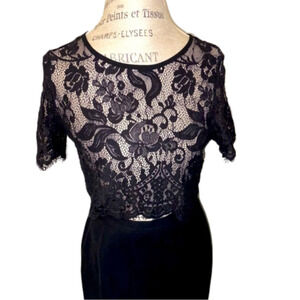 2/$30 Glamorous Brand Black Lace Crop Top Tee Short Sleeve Size S